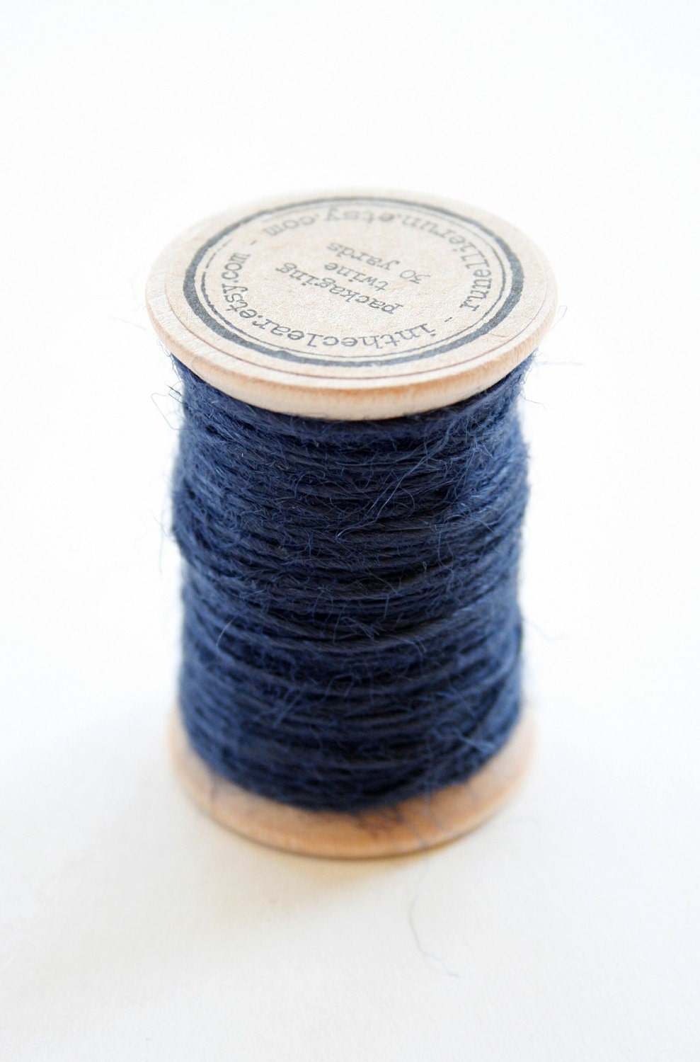 Burlap Twine - 30 Yards on Wooden Spool - Navy Color Jute