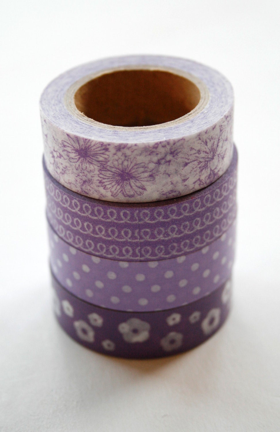 Washi Tape Set - 15mm - Combination AE - Shades of Purple - Four Rolls Washi Tape