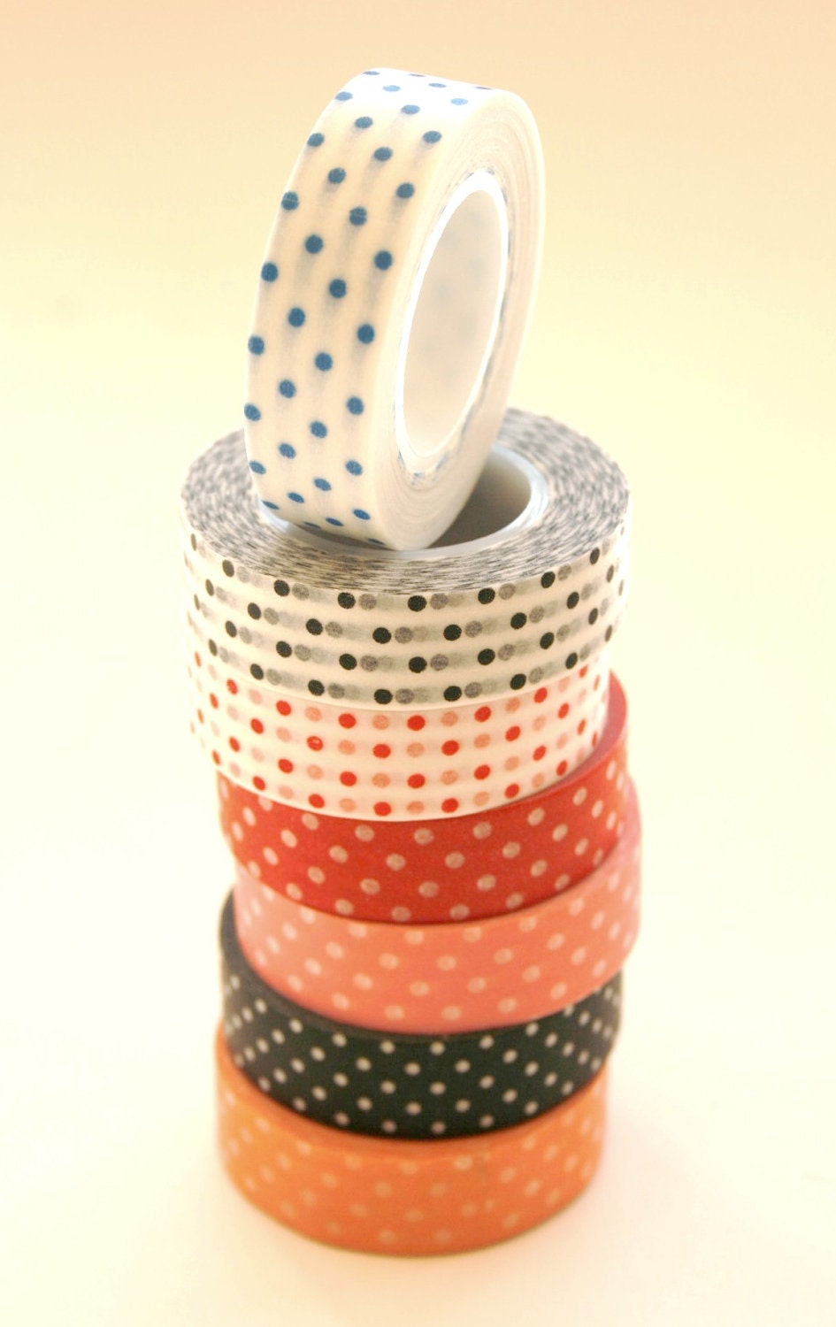Washi Tape - 15mm - Black Polka Dot on White - Deco Paper Tape No. 279