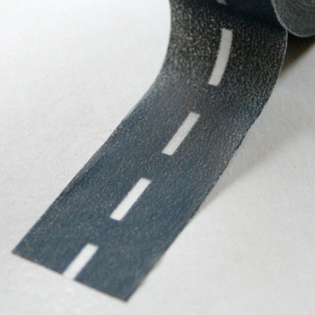 Washi Tape - 15mm - Charcoal Divided Highway Road Stitching - Deco Paper Tape No. 353