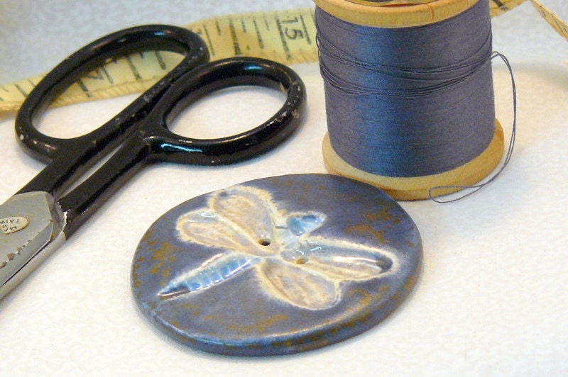 Ceramic Dragonfly Impression Button