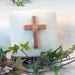 Ceramic Cross Rosary Box Brown