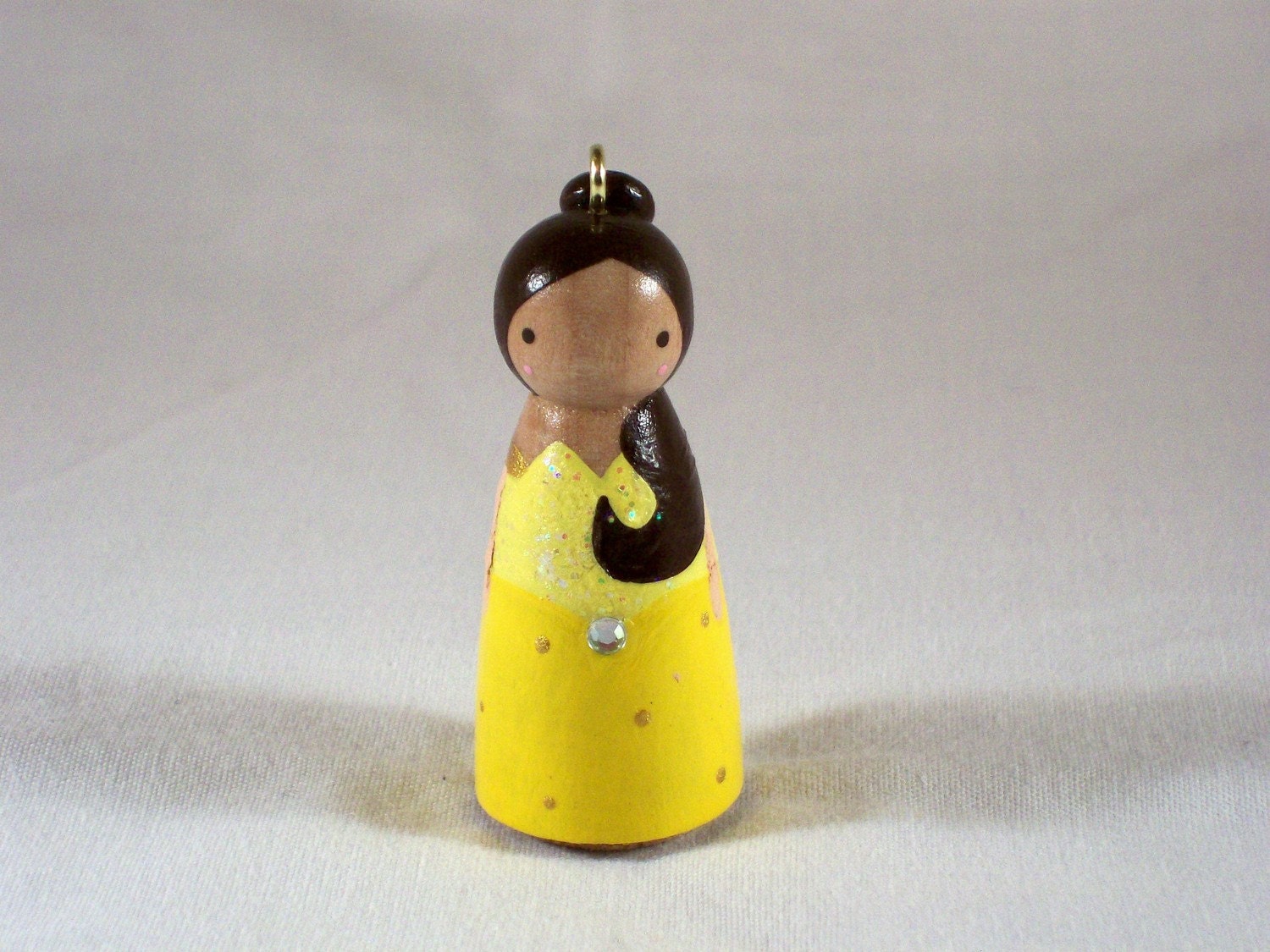 Beauty and The Beast Belle Wood Peg Doll Pendant