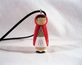 Little Red Riding Hood Wood Peg Doll Pendant - READY TO SHIP