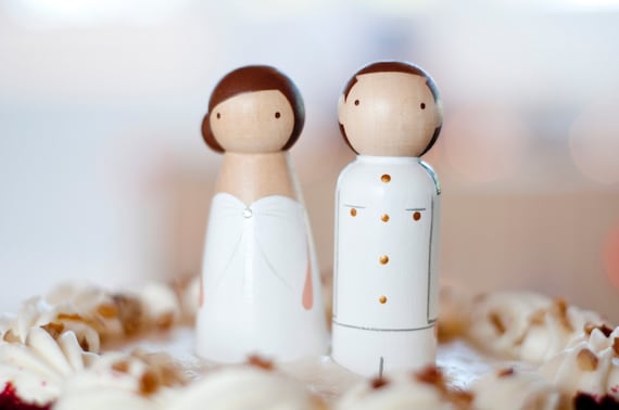 Military Bride and Groom Wedding Peg Doll Cake Topper