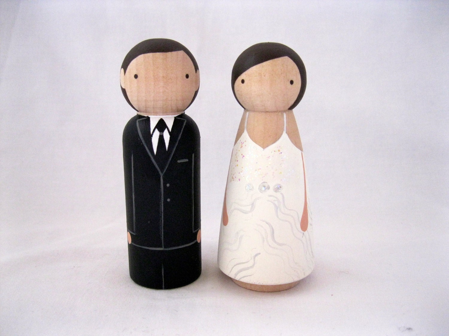 Personalized Fully Custom Wood Peg Doll Wedding Cake Topper