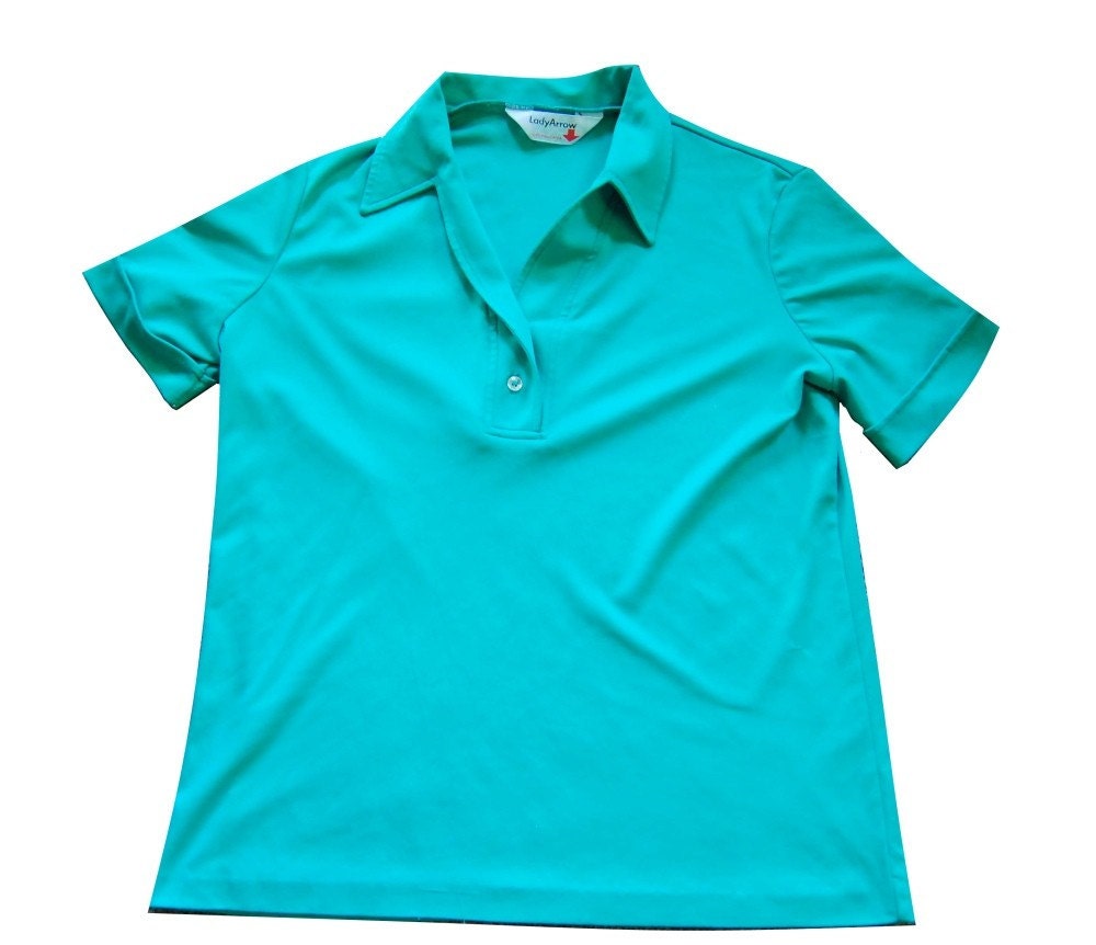Soft and Thin 60s 70s Polyester Comfy Light Turquoise LADIES MEDIUM
