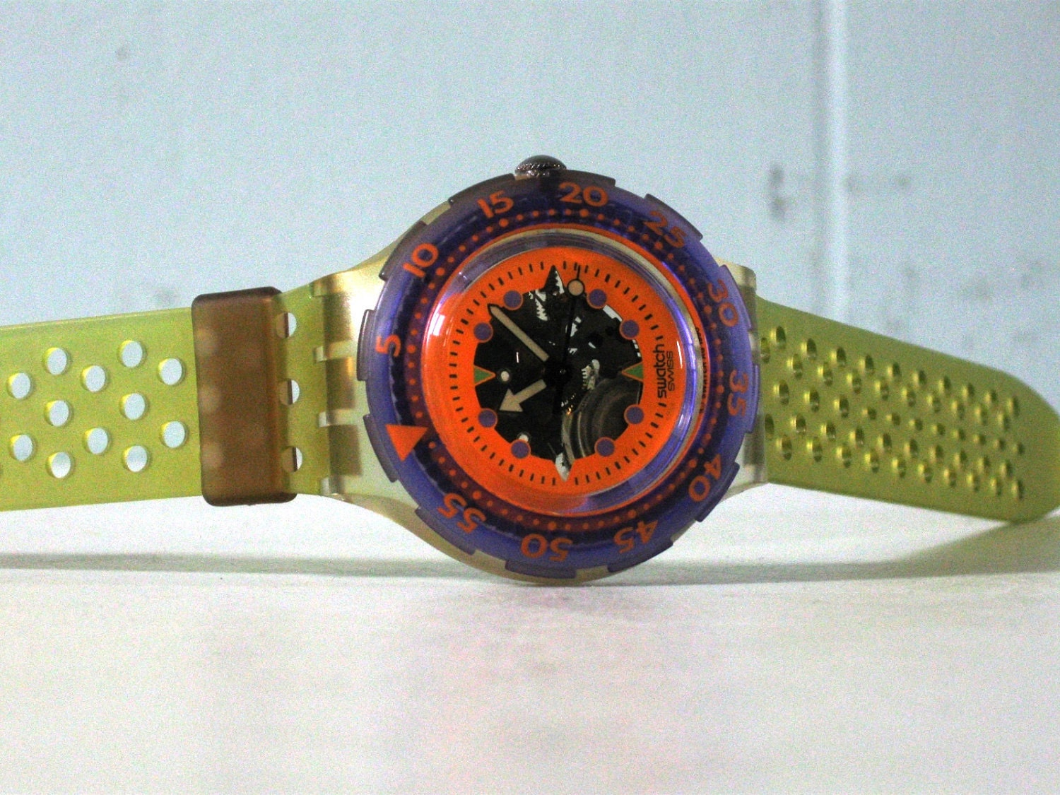 SALE 90s Neon Swatch Scuba Watch Authentic Vintage Swiss Made Ladies Mens Unisex WORKS