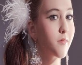 white bridal facinator with ostrich feathers - fancy fluffy