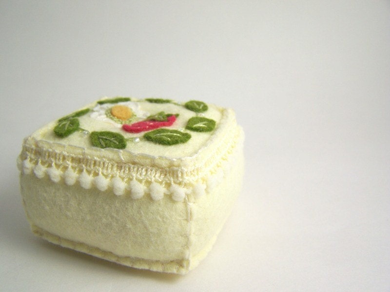 Embroidered Felt Summer Strawberry Pincushion