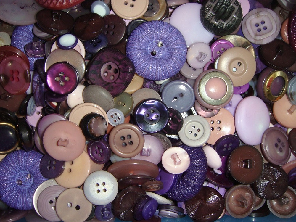 Shades of Purple Sewing Buttons 100 piece random selection of Vintage to Modern Buttons