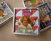 Quilt fairy I am hanging on by a thread 1.5" soldered pendant