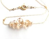 Simple Gold Carrie necklace, Delicate dainty 14K gold chain, Floating crystals,  everyday simple jewelry