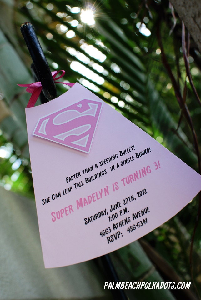 Super Girl SuperGirl Birthday Invitation