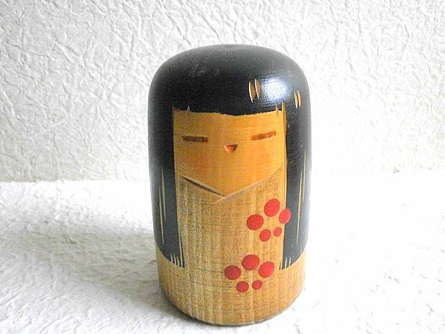Vintage Japanese Kokeshi Doll Girl in Flower Kimono Dress by Sanpei Yamanaka