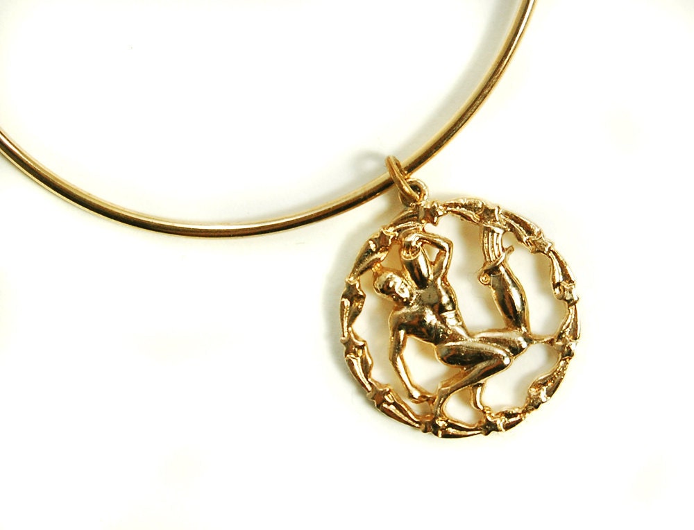 70s AQUARIUS Zodiac Charm Bracelet Deadstock - January 20 - February 18 - Other Signs Available
