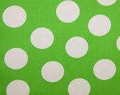 1 yard Fabric Finders Lime Pique with jumbo white dots