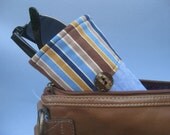 Glasses Case - Chambray Blue and Stripes, sunglasses sleeve, large cozy for glasses