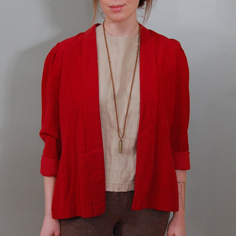 70's Cranberry Corduroy Spring Jacket, M/L