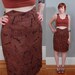 80's Lightweight Rust Brown Signature Scribble Print Pencil Skirt, L