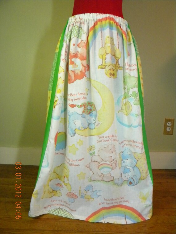 Vintage Patchwork Care Bears Hippie Skirt