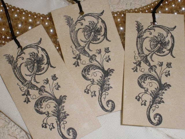 French Inspired Elegant Scroll Tags Set of 10