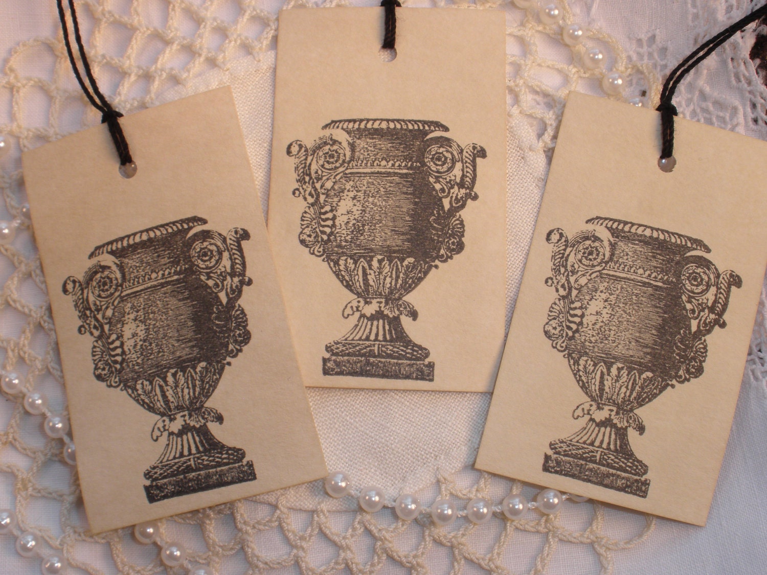 Vintage Inspired Tags French Urn Set of 10
