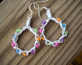 Bright and Colorful Crochet hoop earrings