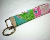 Lilly Pulitzer Princess Patch Fabric Keychain Key Fob Key Chain Pink Green Blue