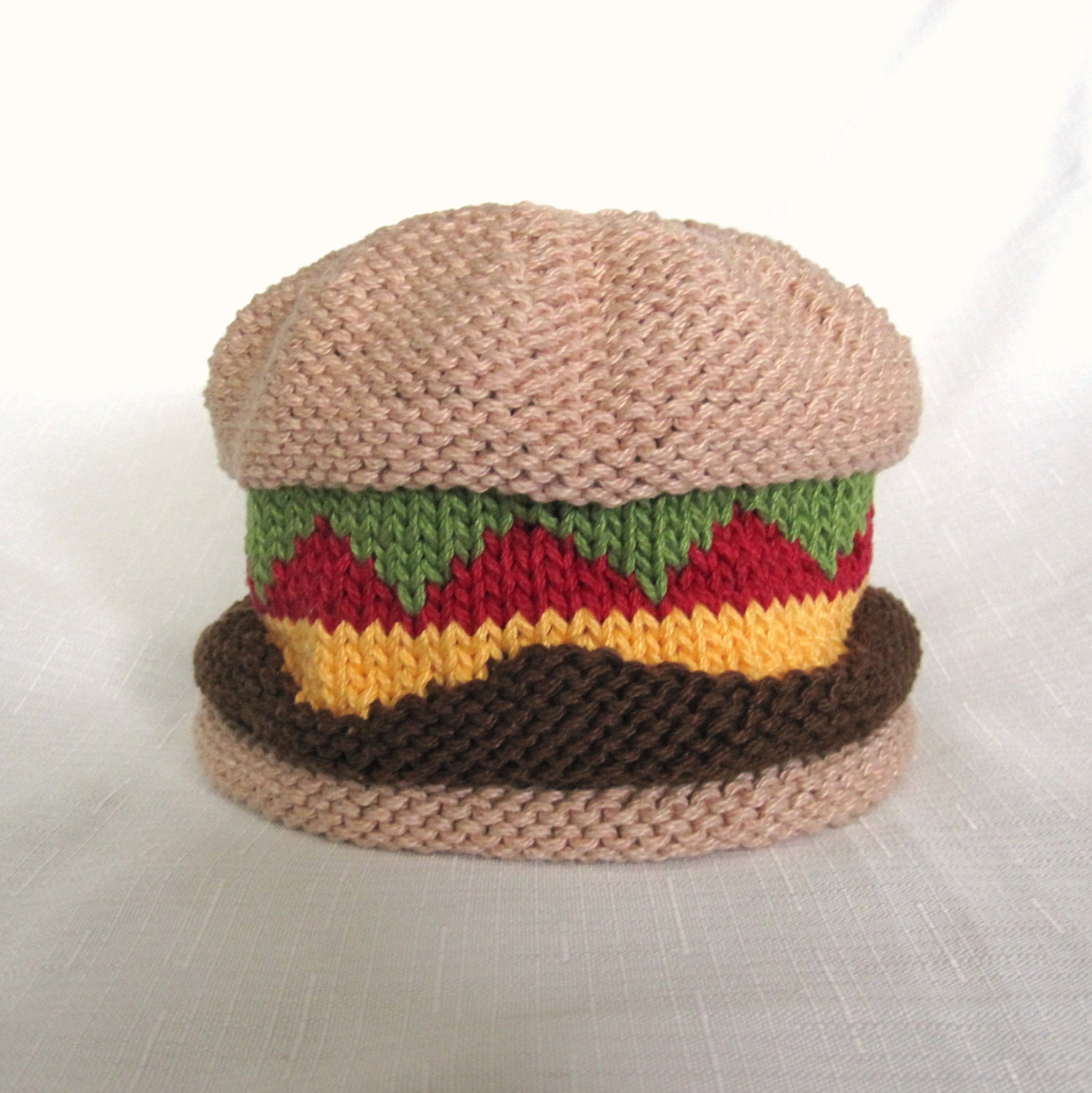 Boston Beanies Tasty Burger Hat, Knit Baby Cotton Hat, great photo prop