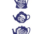 Teapots - Blue - Limited edition print