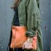 Oversized Leather Clutch Orange Mettalic 12 inch, every day clutch
