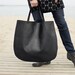 Black Oversized Leather Hobo Bag, Tote bag in black leather, croc like