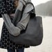 Black Oversized Leather Hobo Bag, Tote bag in black leather, croc like