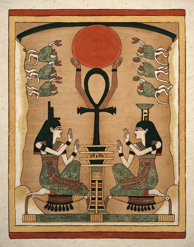 Ancient Egyptian Goddess Isis and Nephthys Art Print