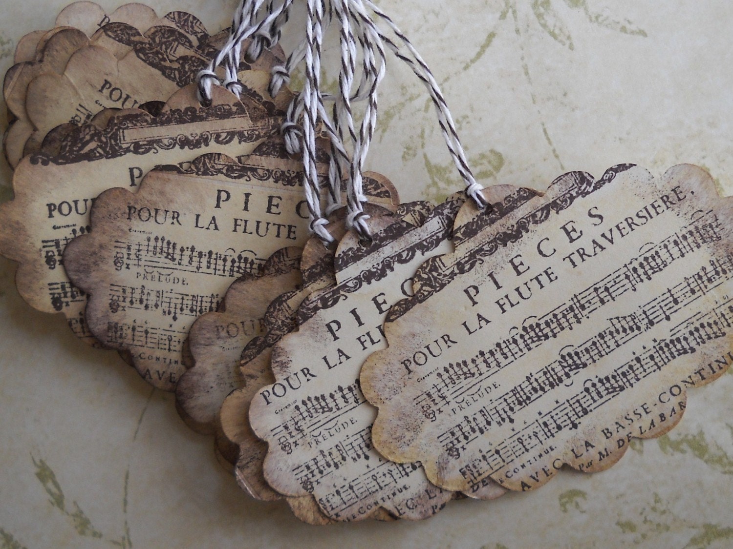 100 French Music distressed hang tags