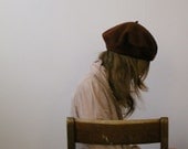 vintage RICH BROWN WOOL beret