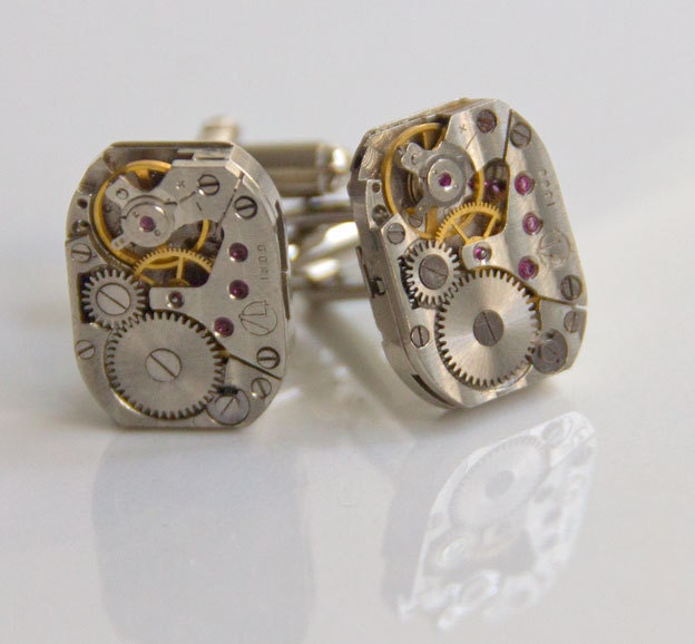 Cufflinks - Steampunk/ Watch Movement -  Rare Textured  & Perfectly Matched - in Australia - Offered by Red Zebra Designs