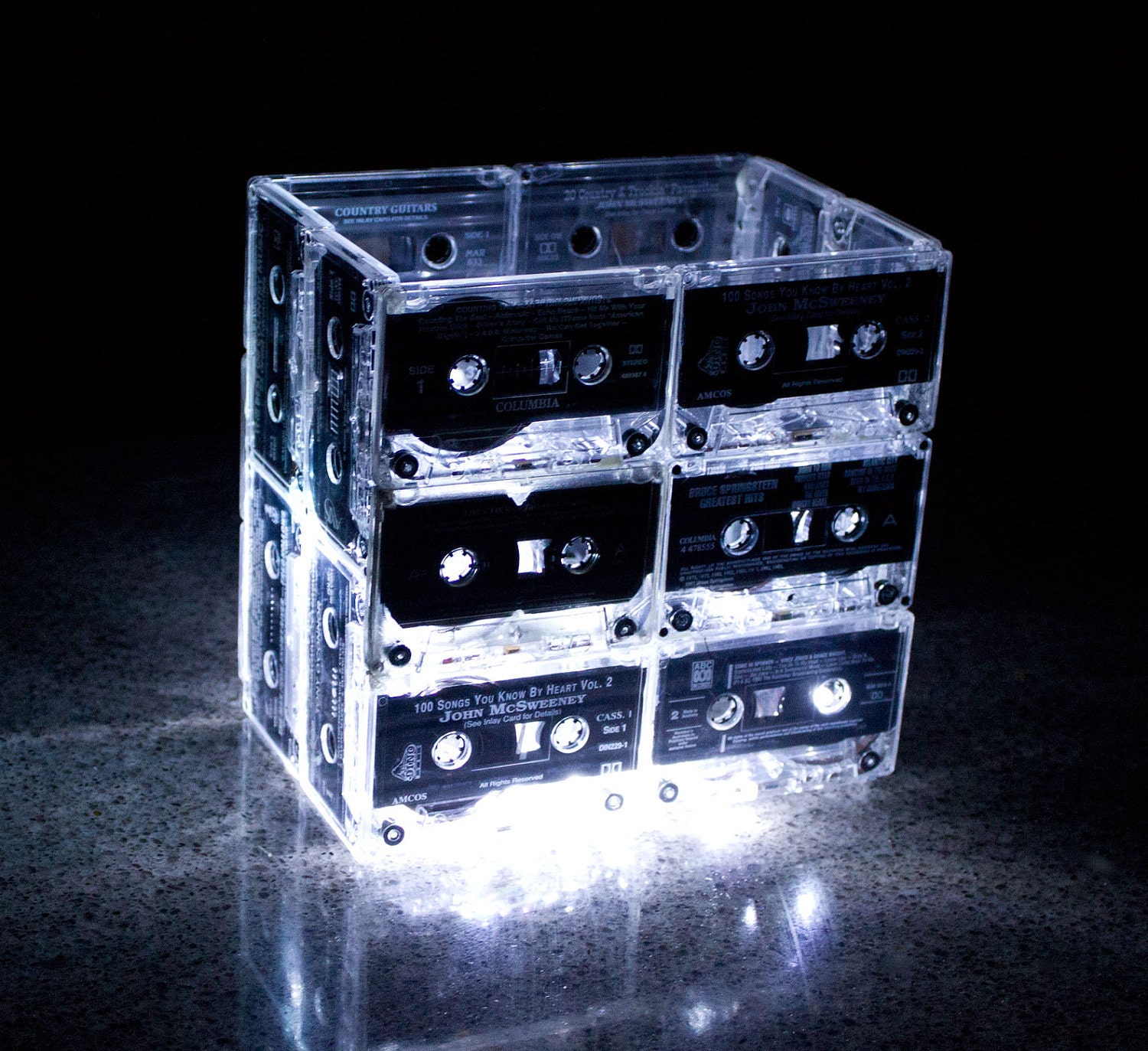 Night Light Music Cassette Tape Medium - Upcycled Recycled Ecofriendly Retro