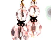 beaded earrings faceted pale pink glass ready to ship