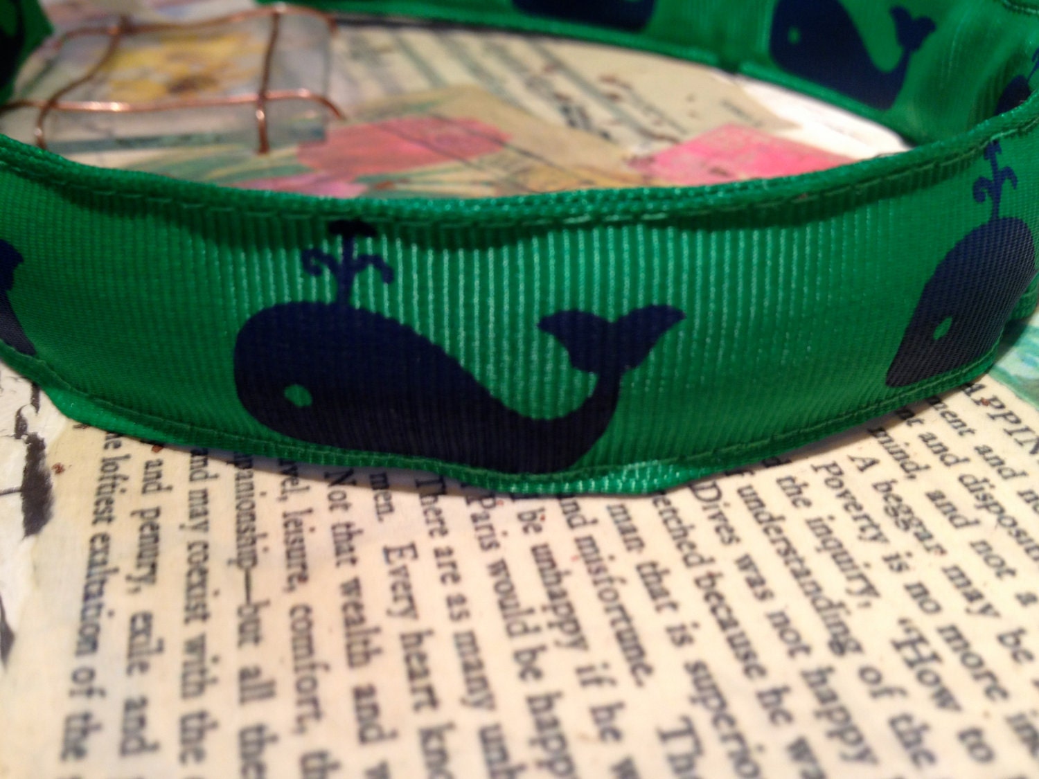 Boutique Preppy WHALES Ribbon Headband 7/8" width 3 colors to pick