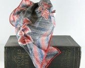 Vintage Elaine Gold navy, burnt orange and cream silk scarf