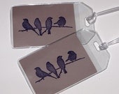 MEMORIAL DAY Sale Luggage Tags - Set of Two  - Birds on a Wire