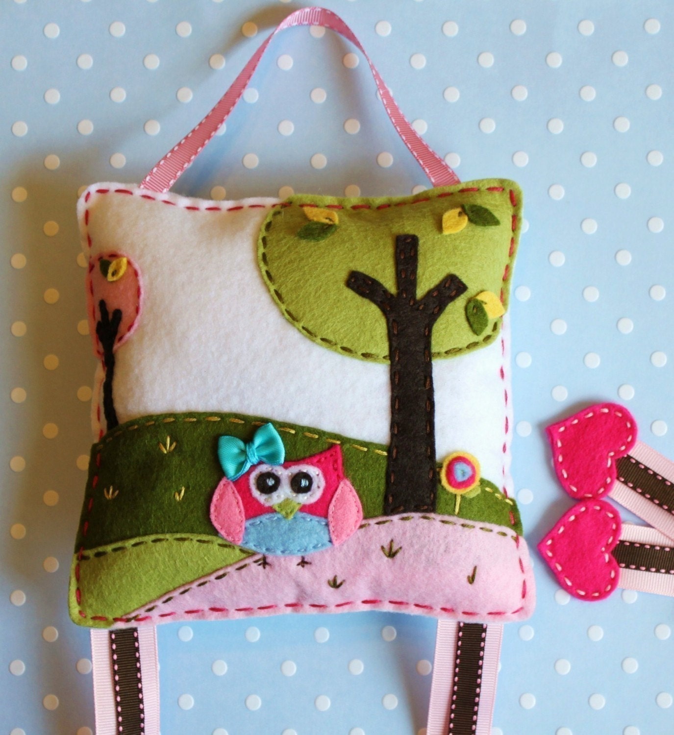 Owl felt hair clip bow holder, hair bowholder, clippie holder