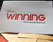 Letterpress Printed Winning Card
