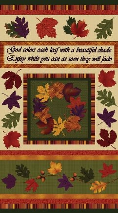 Rustling Leaves Fabric Panel 24" x 44" For Quilt or Craft