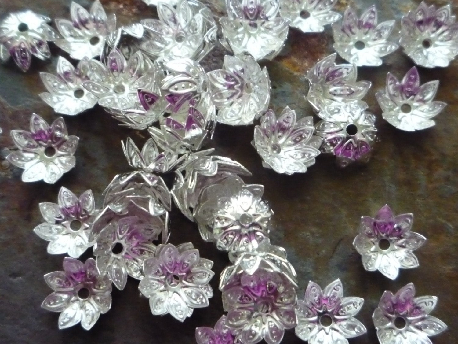 20 Silver Bead Caps