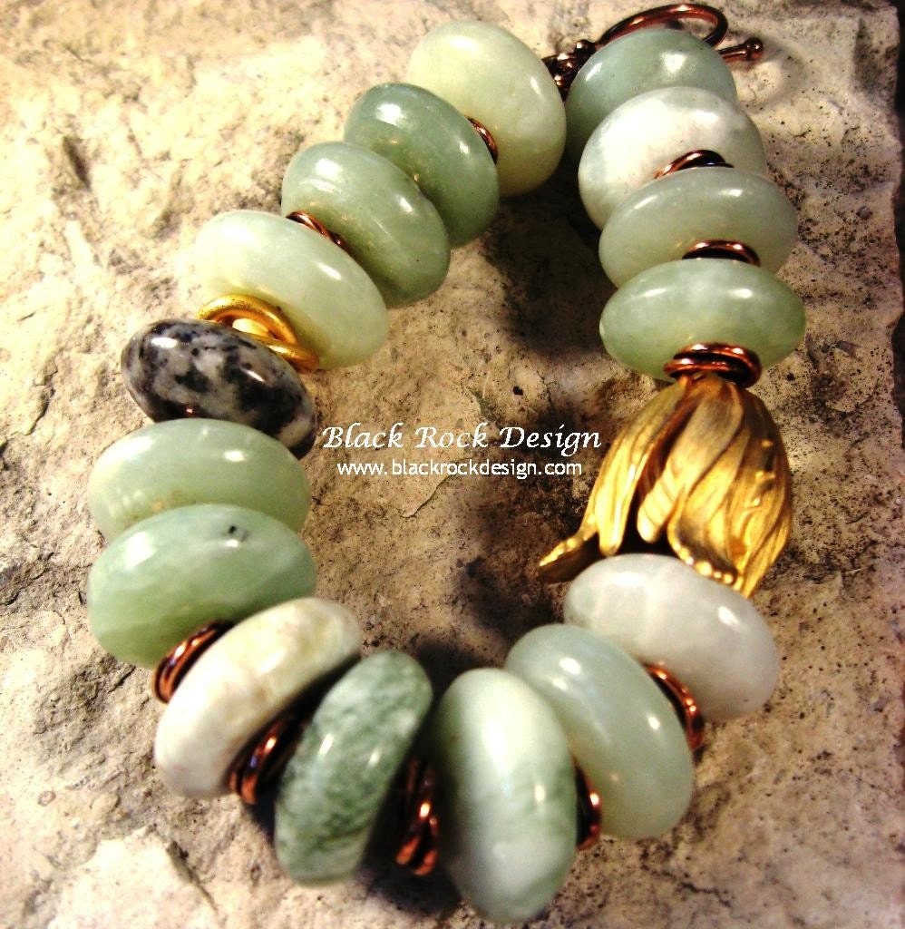 Jade, Copper and Gold Bracelet "Funky"