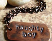 Naughty Boy - Hand Stamped Copper Necklace