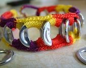 ReCycladelic Upcycled Pop Top Bracelet Mardi Gras, Sunshine, Spring Tulips, or Ripe Wheat Purple Yellow Red Orange Green Brown Soda Pop Tab